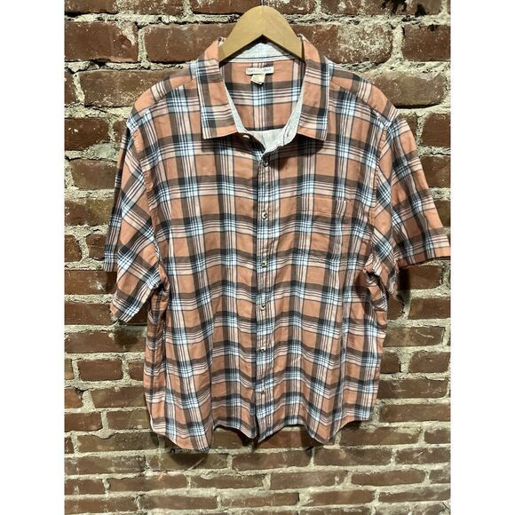Carbon 2 Cobalt Shirt Mens XXL Gray & Orange Bonfire Plaid Button Up - Picture 1 of 6